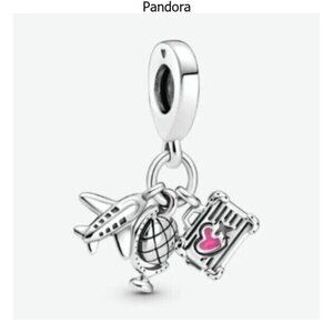 Pandora Airplane, Globe & Suitcase Dangle Charm